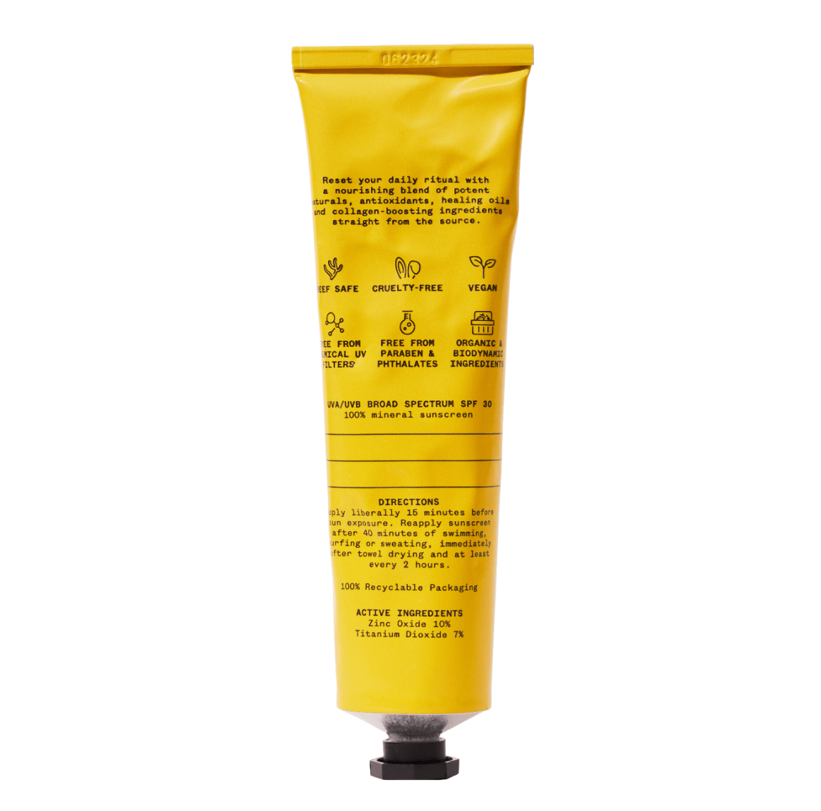 FORAH Everyday Mineral Sunscreen SPF 30 flat lay — certified organic, cruelty-free, paraben-free daily sunscreen