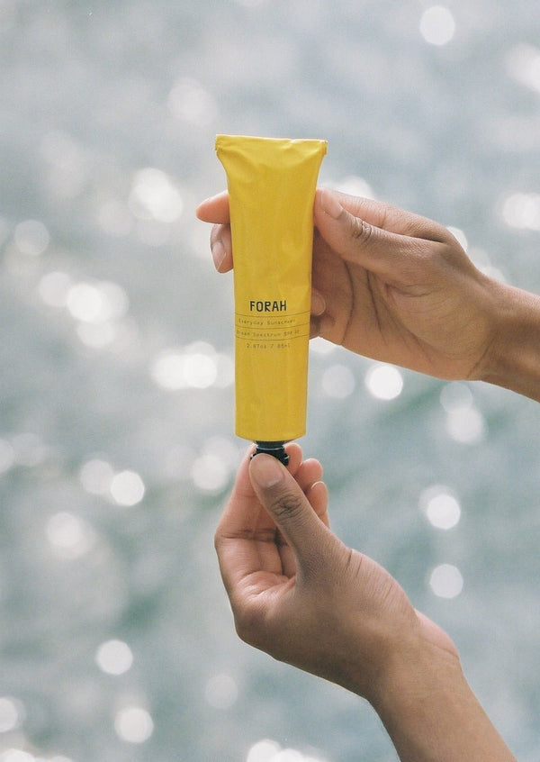 FORAH Everyday Mineral Sunscreen SPF 30 texture closeup — lightweight, hydrating, chemical-free formula with non-nano zinc oxide