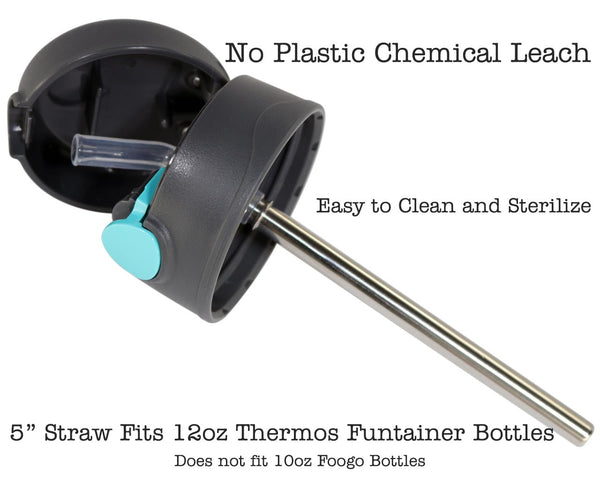 Straw for 12oz Thermos Funtainer bottles with text about material properties and compatibility.