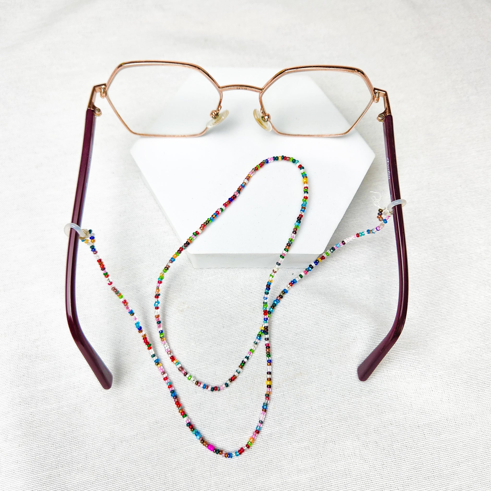 Multi-Colored Seed Bead Eyeglass Chain