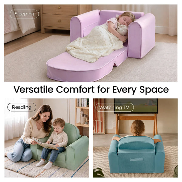 Tiny Land® GentleSnug Kids Sofa Chair - Fold-Out Toddler Lounger