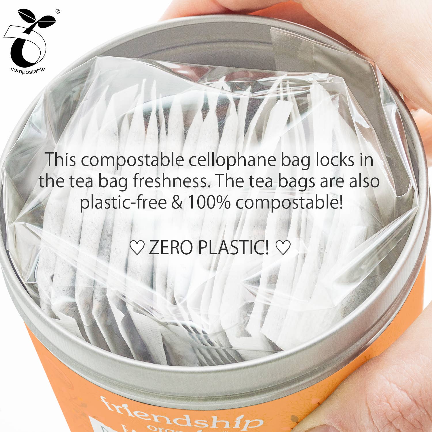 Plastic-free abacá fibre tea sachets for Chai Spice Black Tea with no tags or strings