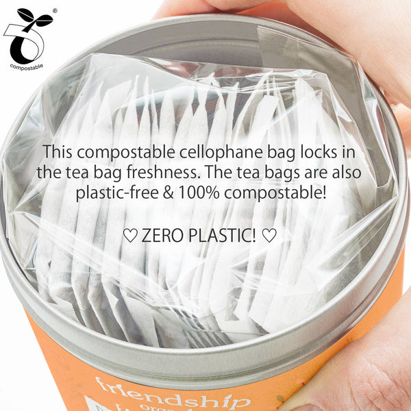 Plastic-free abacá fibre tea sachets for Chai Spice Black Tea with no tags or strings