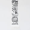 Decorative banner with black line art of animals and 'Grow Wild' text on a white background