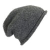 Dark gray knit beanie on a white background