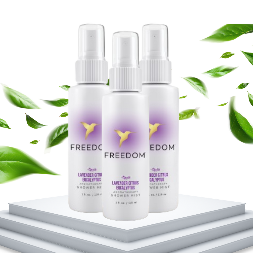 Three white spray bottles with a purple label featuring a yellow bird logo on a white background with green leaves.
