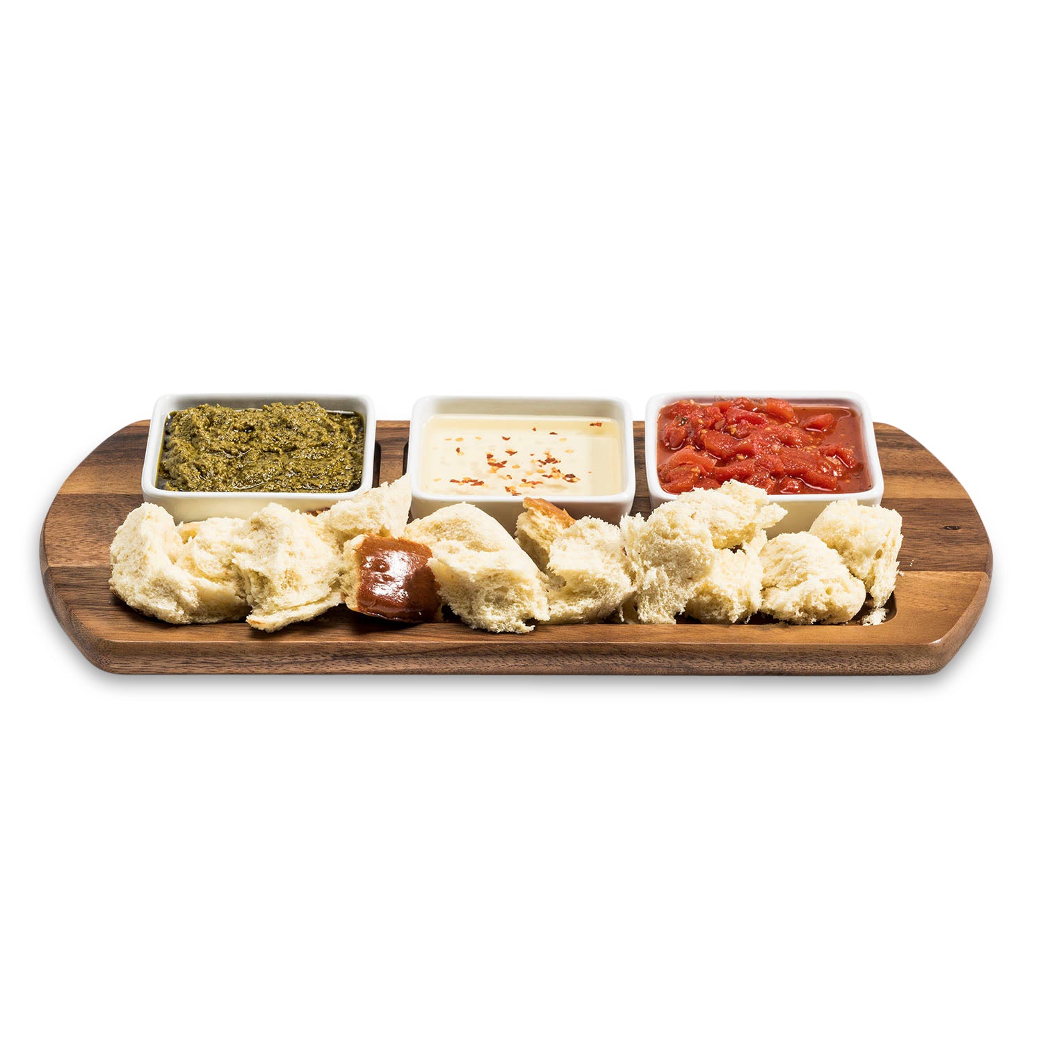 Charcuterie Board with 3 Square Ceramic Dishes  18