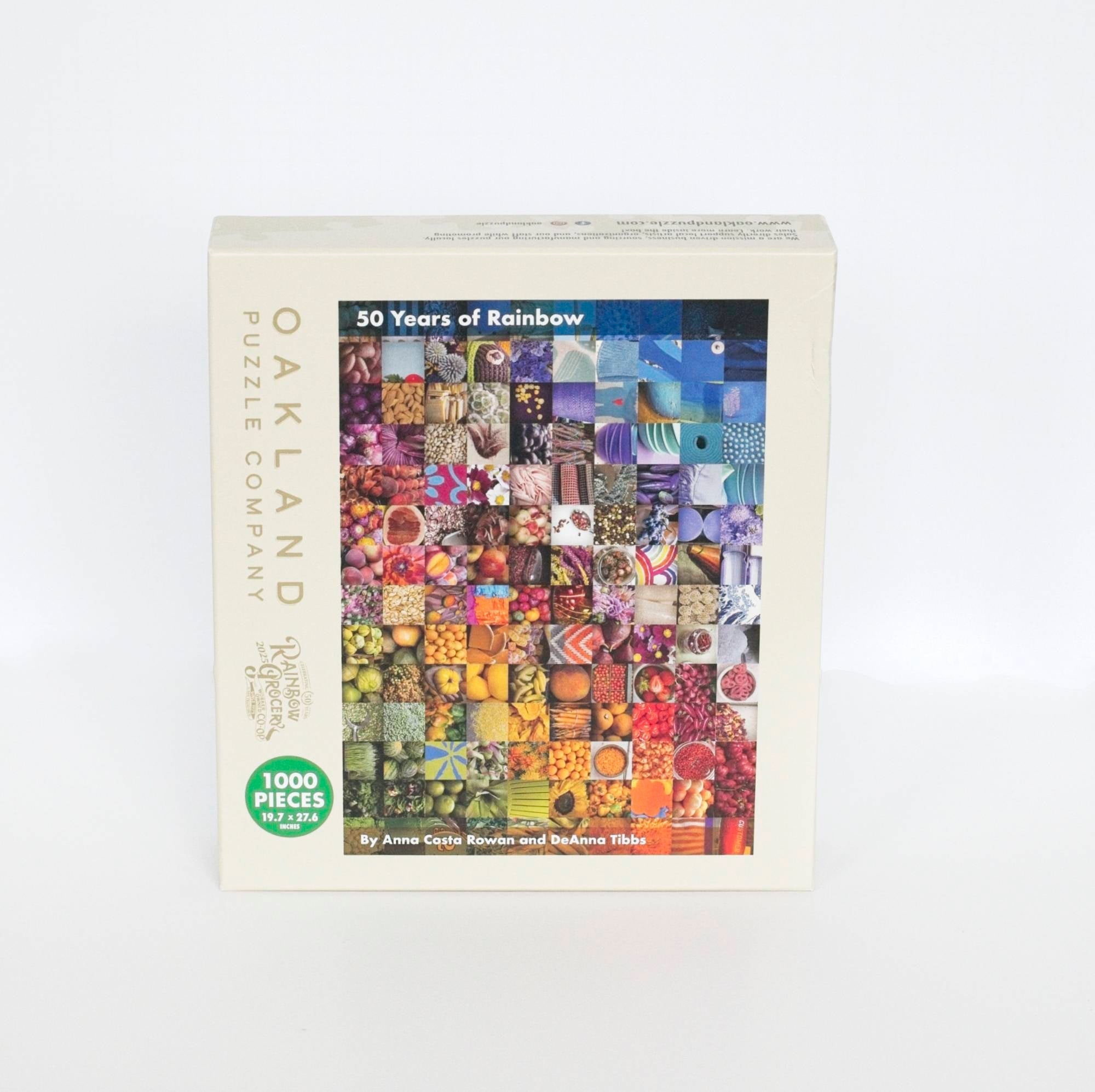 Box for the 50 Years of Rainbow 1000-piece puzzle from Oakland Puzzle Company