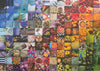 Completed 50 Years of Rainbow 1000-piece jigsaw puzzle showing a rainbow gradient collage for Rainbow Grocery Cooperative