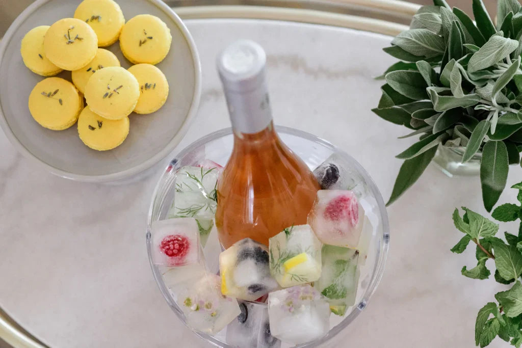 Ecozoi stainless steel ice cube trays styled with flowers showing eco-friendly zero waste packaging