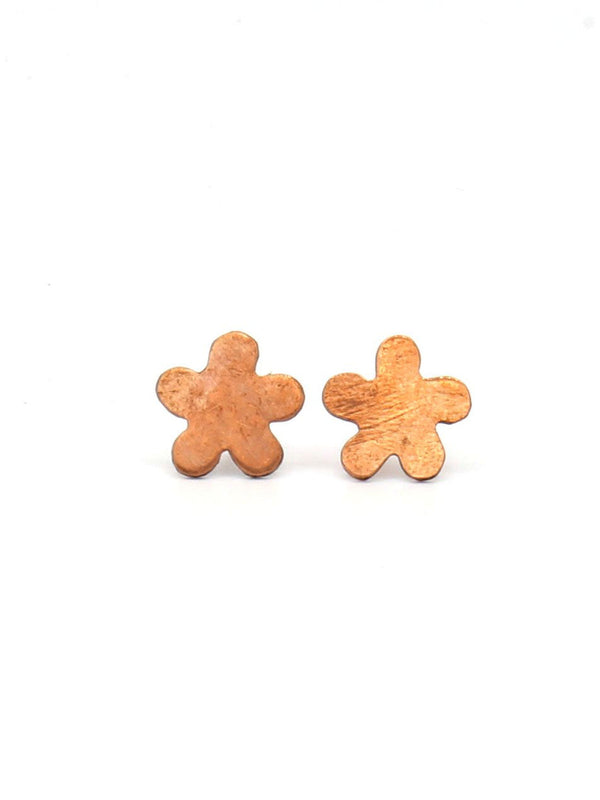 Flower Power recycled copper stud earrings by Fair Anita – nickel-free floral studs