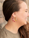 Fair Anita flower resin hoop earrings in vibrant colors, front-facing product view