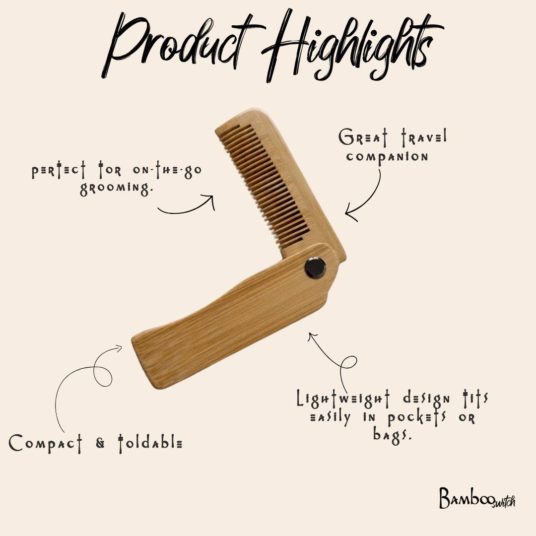 Bamboo Travel Comb | Foldable Sustainable Hair Comb