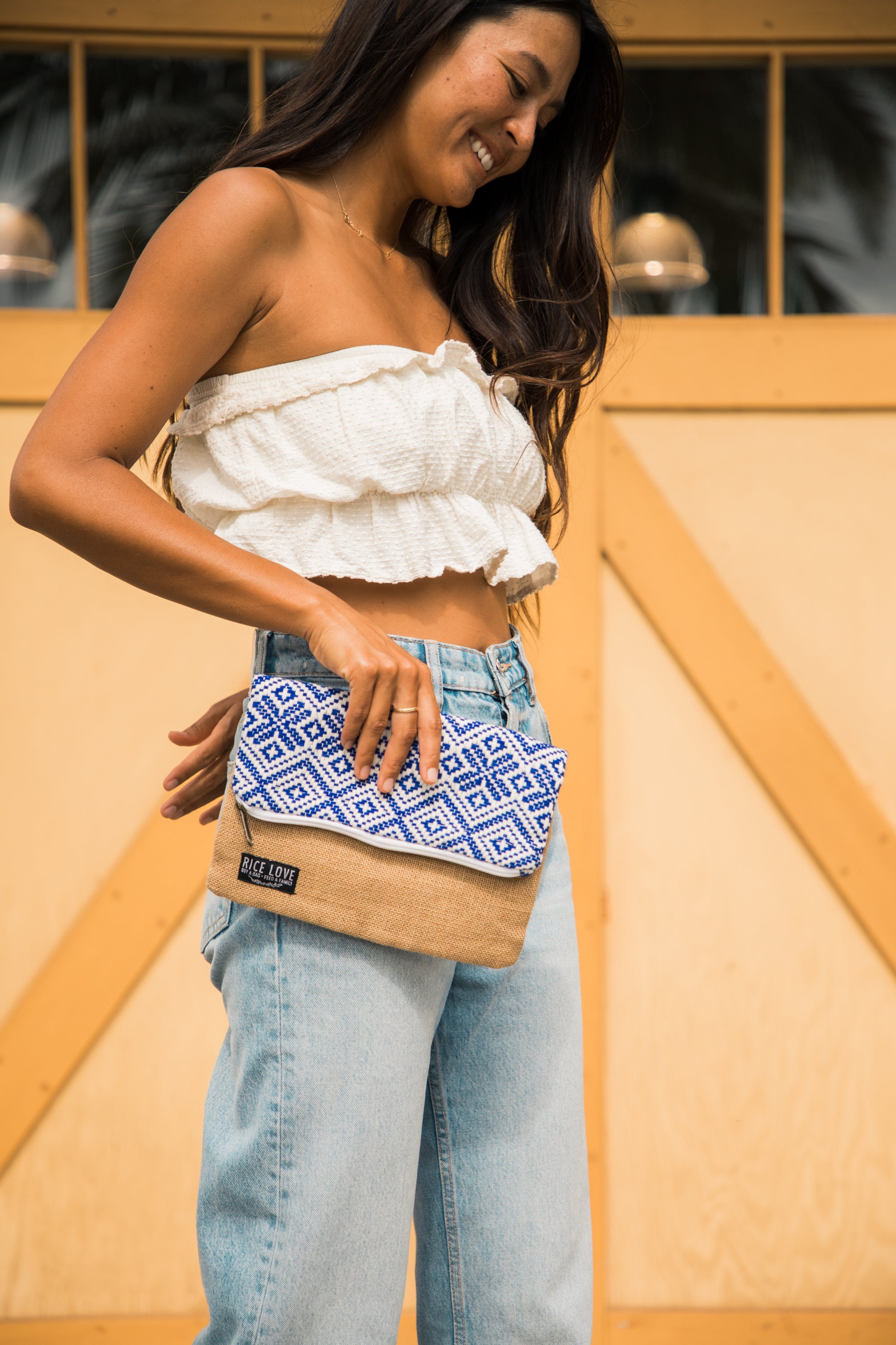 Foldover Clutch Neela Heera sustainable jute bag styled view