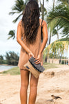 Foldover Clutch - Sara upcycled jute clutch bag
