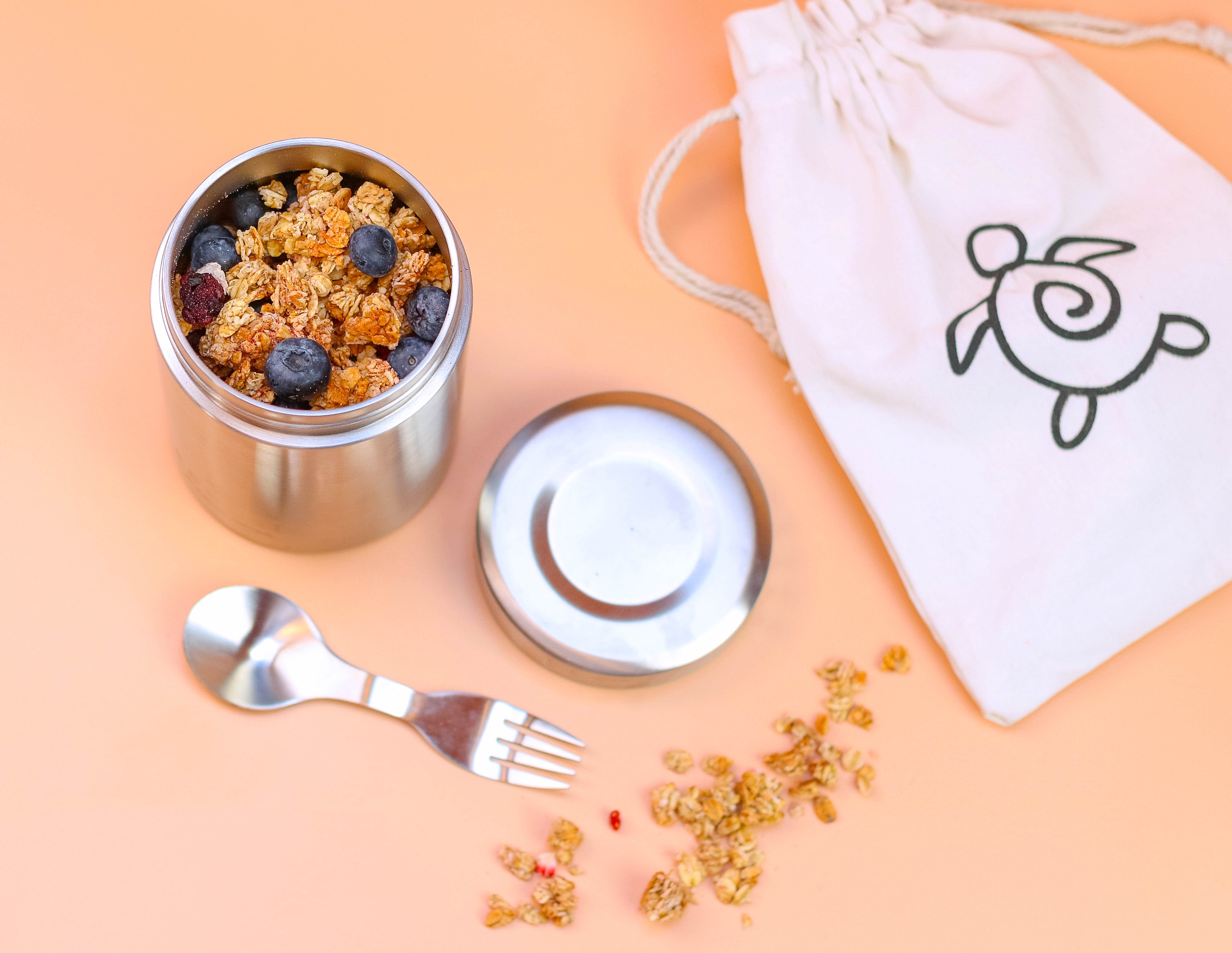 17 oz Eco-Friendly Stainless Steel Insulated Food Jar with Spork & Lunch Bag