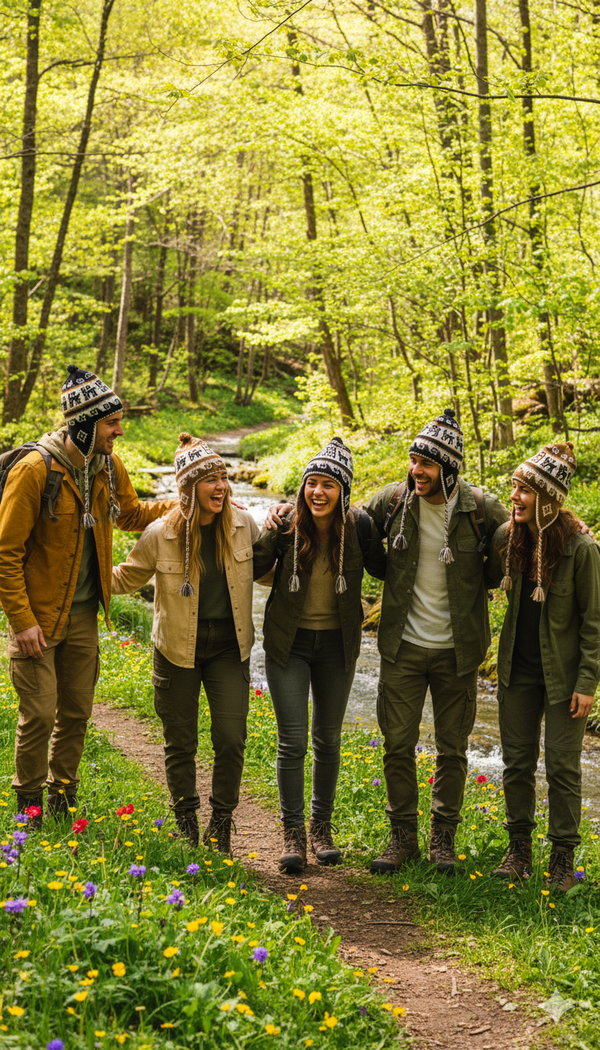 Adult Brushed Knit Alpaca Chullo with Ear Flaps