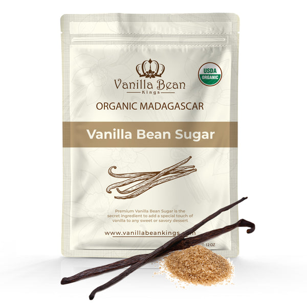 Organic Vanilla Bean Sugar | Madagascar Vanilla & Pure Cane Sugar – 12 oz