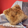 Dark fawn baby alpaca fur pillow case – natural home décor accent, made in Peru