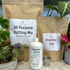 Elm Dirt Gardener's Gift Flowering Bundle with Bloom Juice, Bloomin' Soil, All Purpose Potting Soil and measuring glass