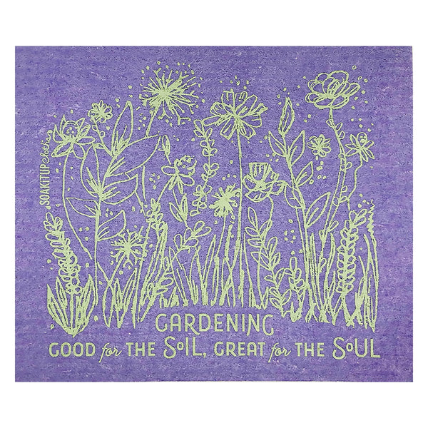 Good for the Soil Great for the Soul purple gardening Swedish dishcloth by Soak iT Up