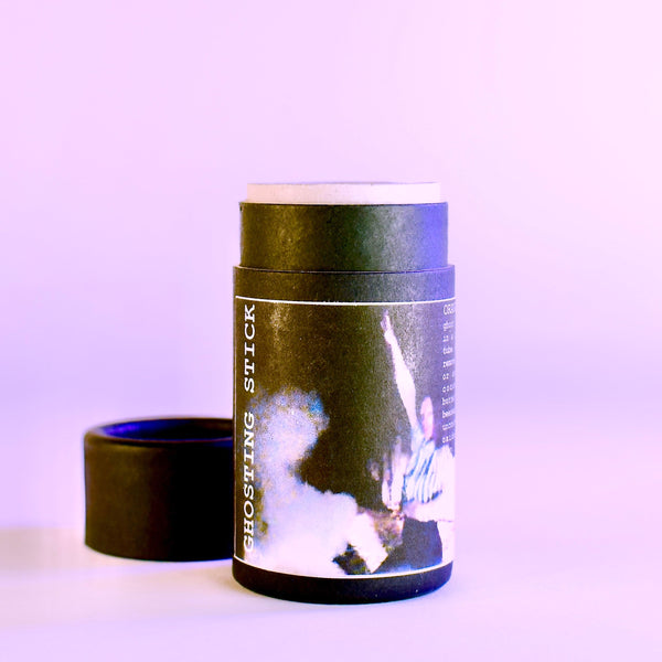 Ghosting Stick compostable makeup tube shown up close