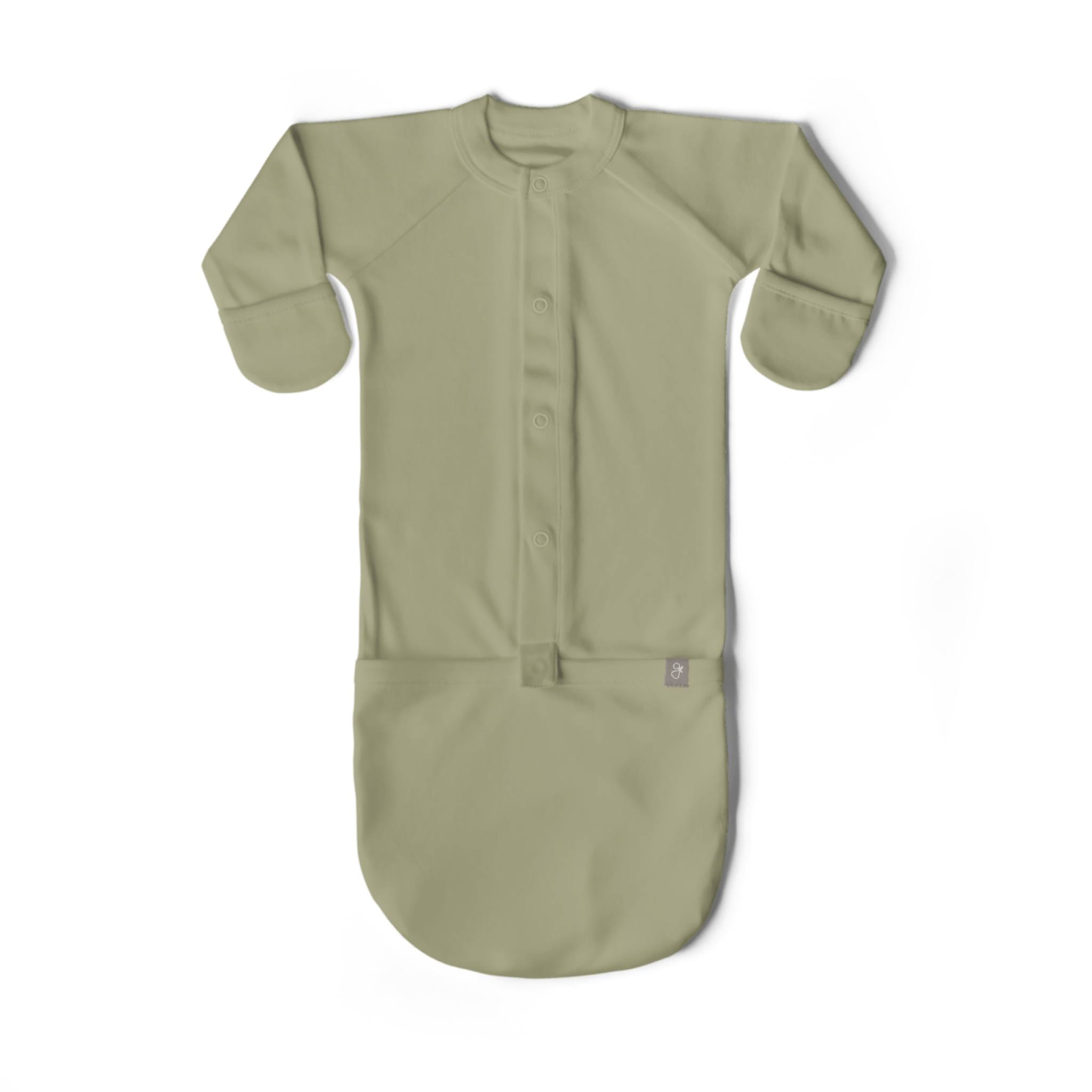 Beige baby onesie with buttons on a transparent background