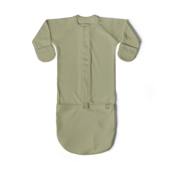 Beige baby onesie with buttons on a transparent background