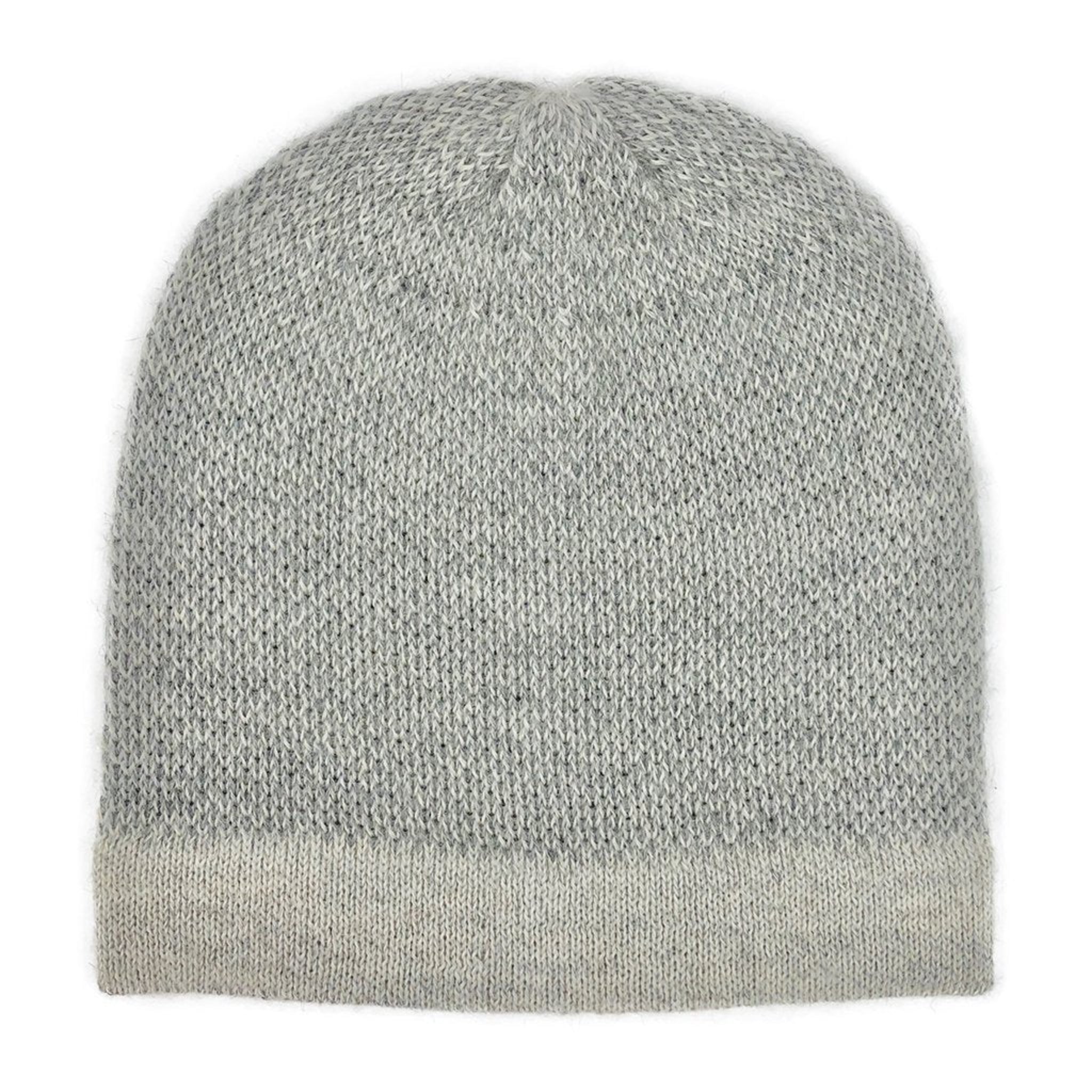 Gray knit beanie on a white background