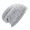 Gray knit beanie on a white background