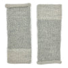 Pair of gray knit arm warmers on a white background