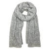 Gray alpaca knitted scarf on a white background