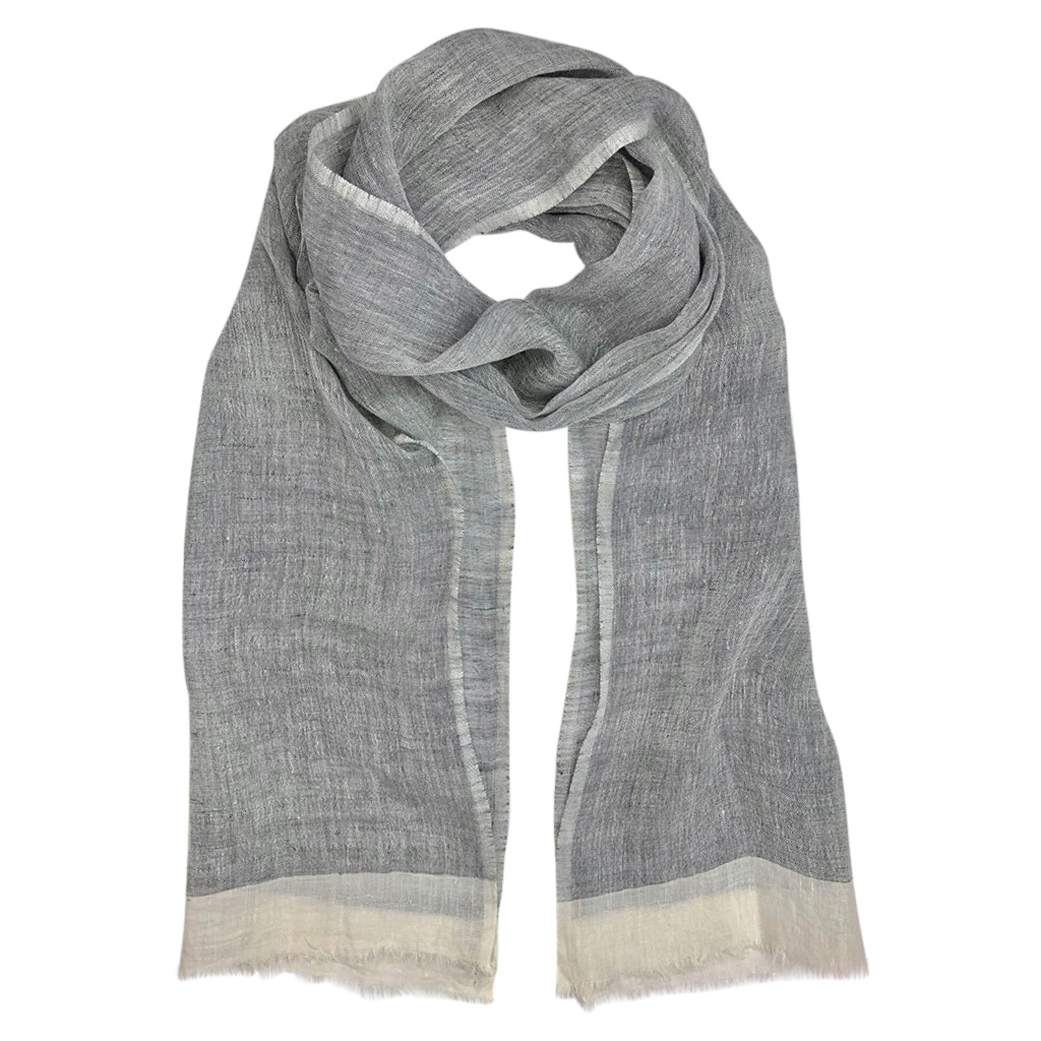 Gray scarf with a subtle pattern on a white background