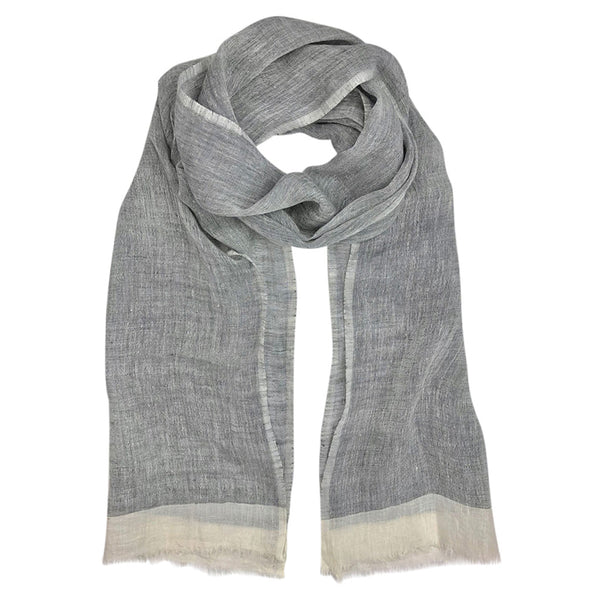 Gray scarf with a subtle pattern on a white background