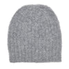 Gray knit beanie on a white background