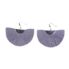 Pair of gray fan-shaped earrings on a white background