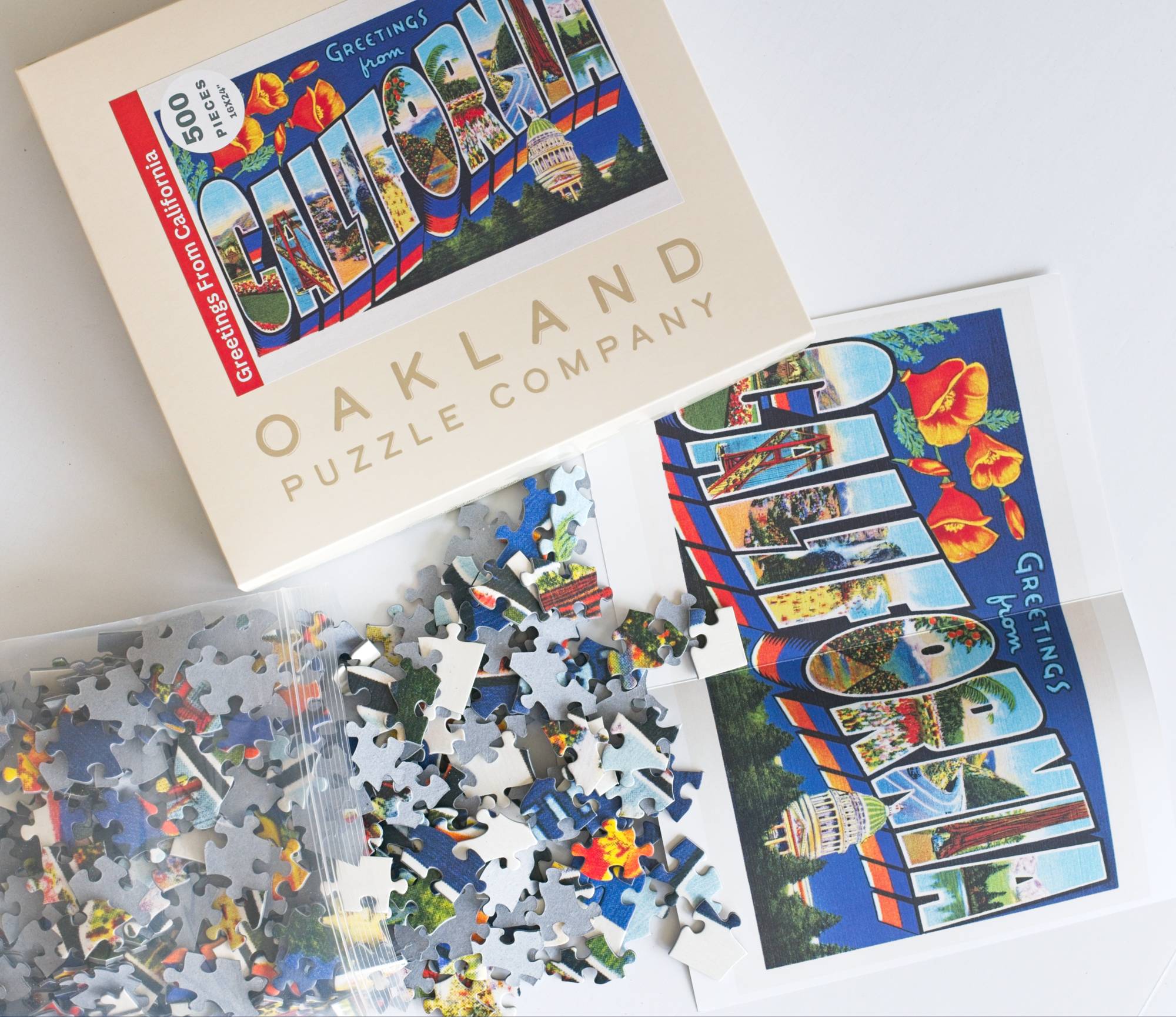 Greetings from California 500 Piece Jigsaw Puzzle, Vintage Postcard Art