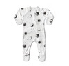 Baby onesie with moon pattern on a white background