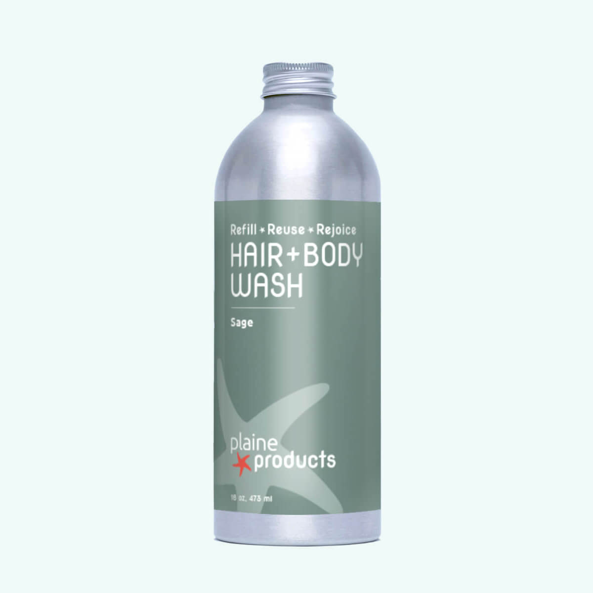 Plaine Products 2-in-1 Hair and Body Wash refillable bottle on white background