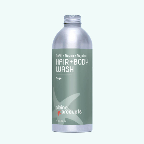 Plaine Products 2-in-1 Hair and Body Wash refillable bottle on white background