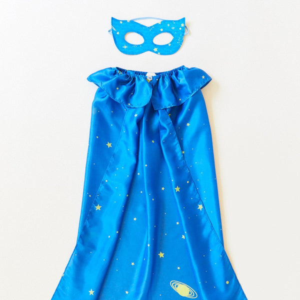 Unleash your child's inner superhero with our Star Superhero Cape and Mask Set. This captivating costume is perfect for dress-up, Halloween, and endless imaginative adventures.