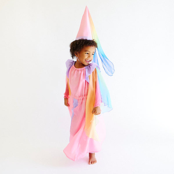 Unleash your child's inner princess with our enchanting Pink Princess Costume. Crafted from pure silk, this versatile set is perfect for dress-up, Halloween, and creating magical memories.