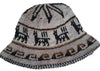 Bucket hat with llama pattern on a white background