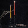 Hand-dipped beeswax taper candles from Bluecorn Candles – pair shown in candlestick holders