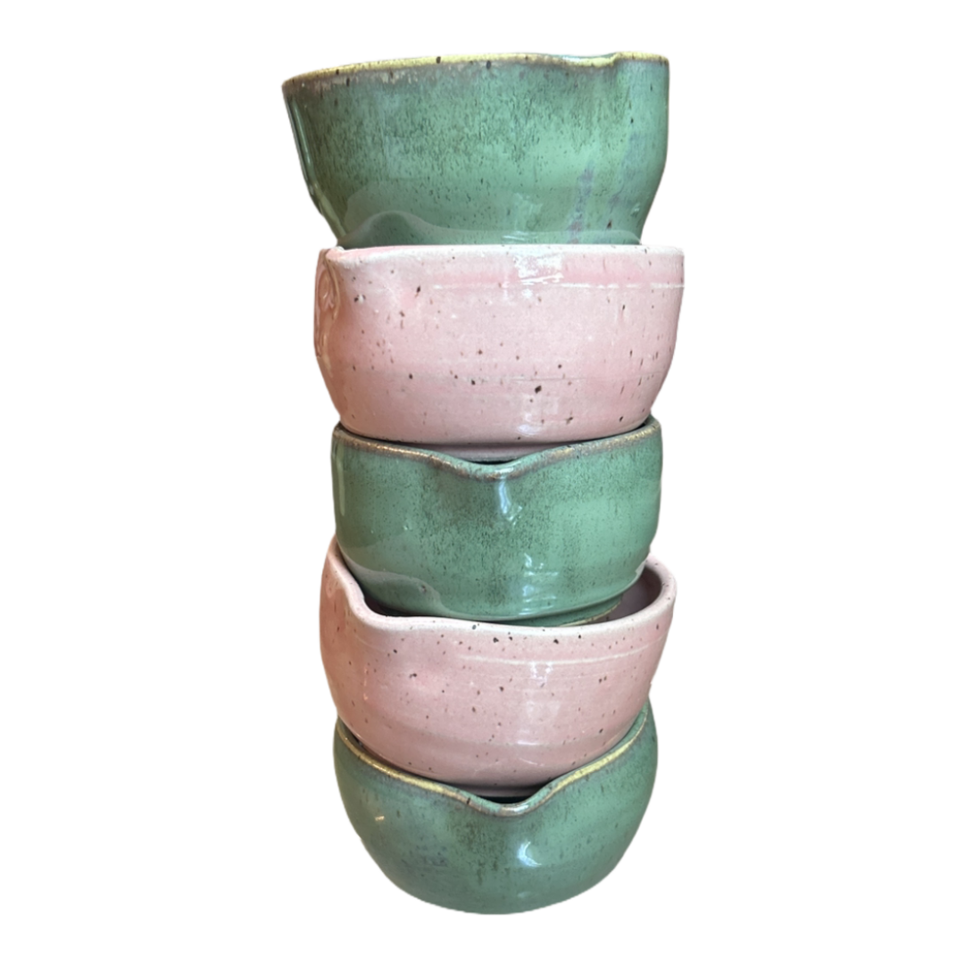 Handcrafted heart-shaped matcha bowl by isshiki matcha, front view