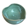 Heart-shaped ceramic matcha bowl handmade in NYC, detail view