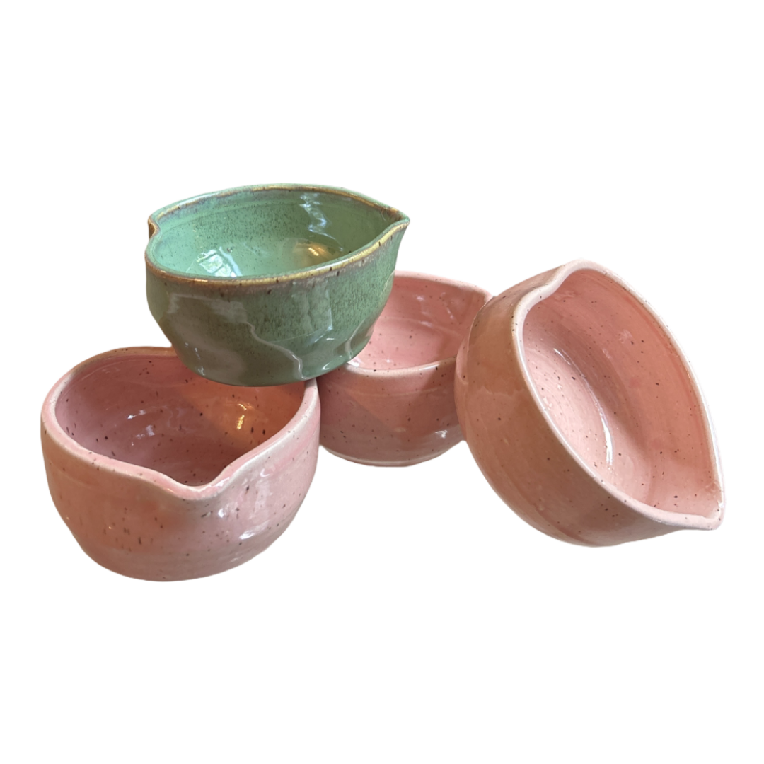 Handmade heart-shaped matcha bowl by ceramic artist Marina Caspe