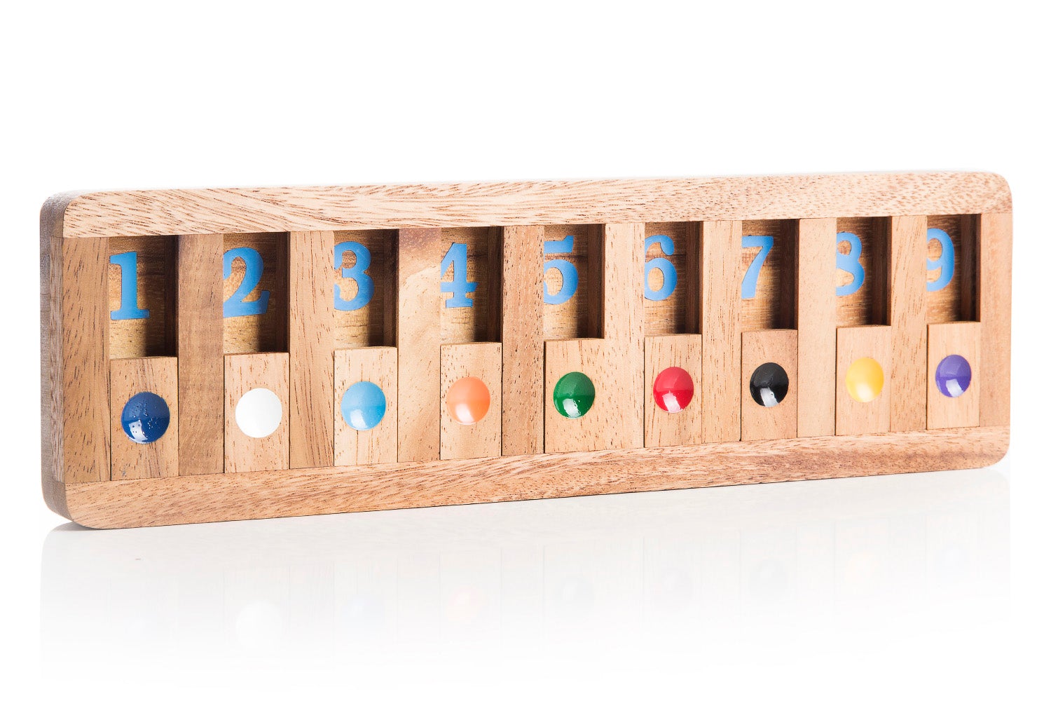 Handcrafted wooden Shut the Box brain teaser math game — a classic educational game for kids and adults