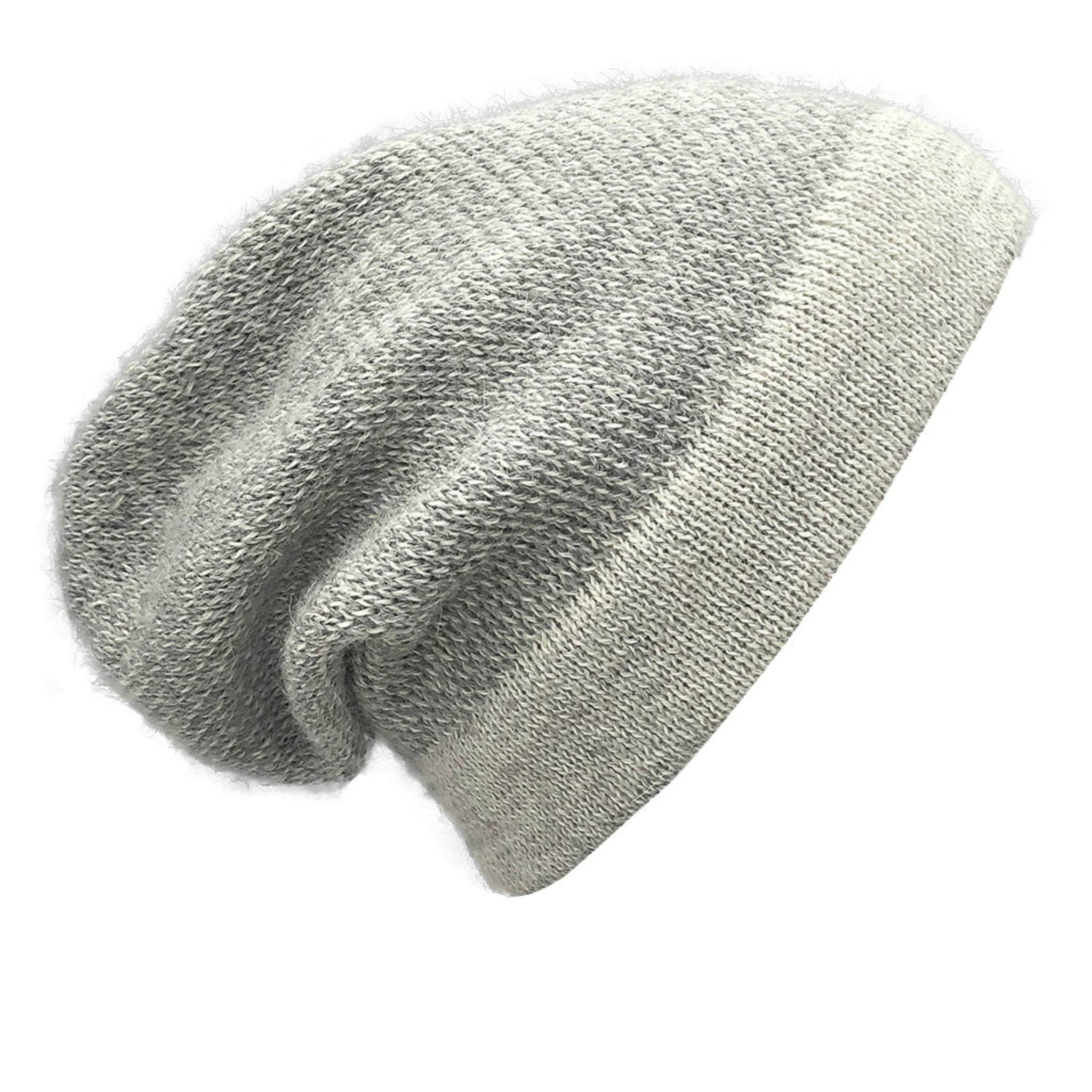 Gray knit beanie on a white background