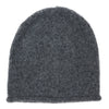 Dark gray knit beanie on a white background